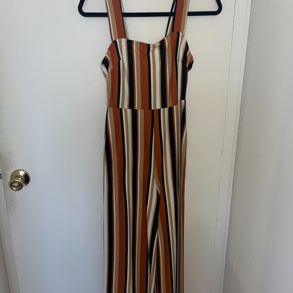 ankle length striped retro jumpsuit from urban outfitters